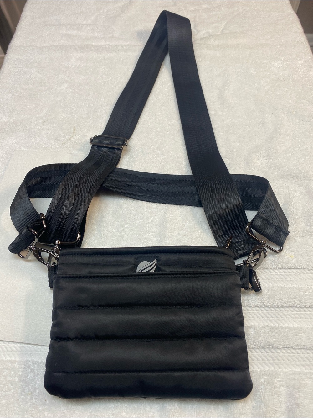 THINK ROYLN Black Quilted  Crossbody Bag with Wide Strap